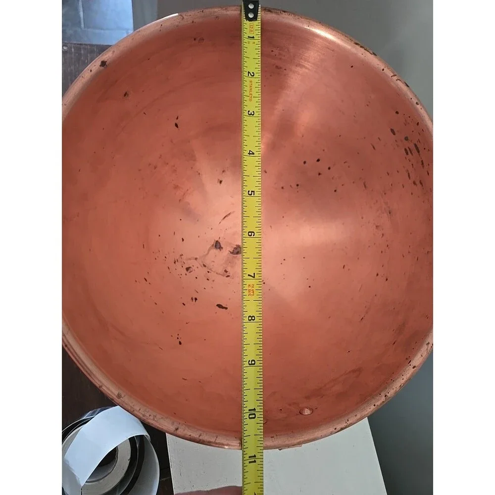 Williams Sonoma France Copper Mixing Whisking Bowl Round Bottom Ring 11